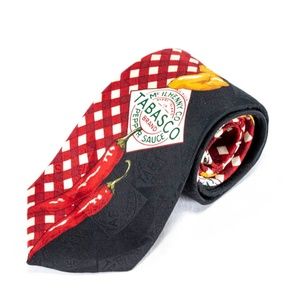 Tabasco Mens Necktie Ties Black Red Chili Peppers